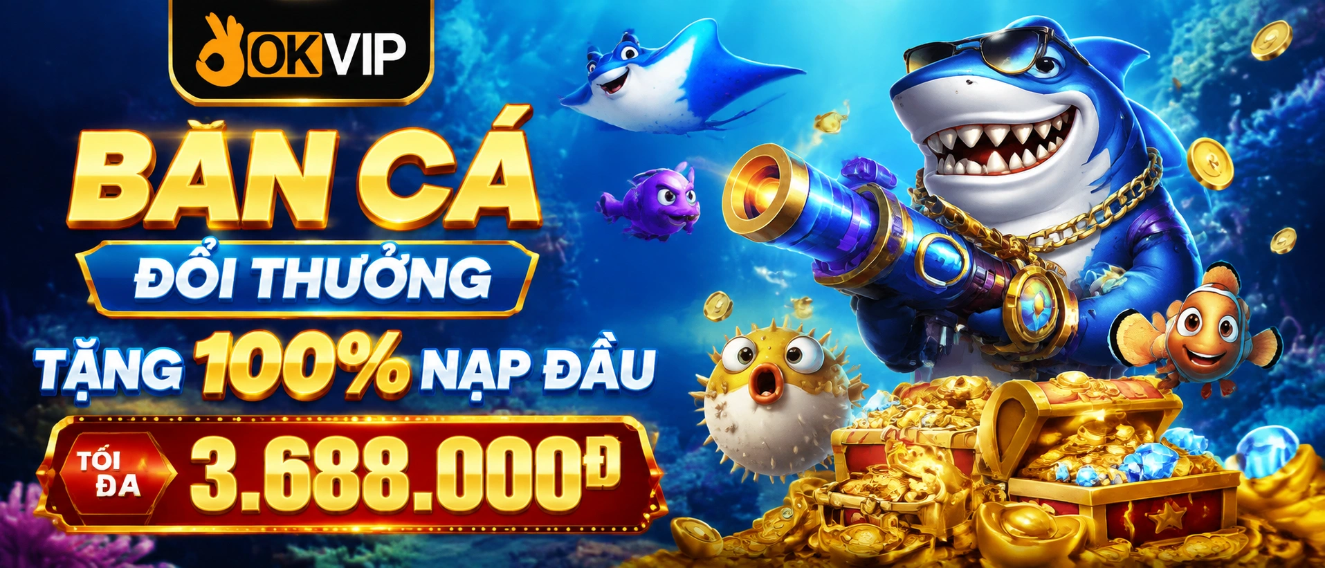 Bắn Cá đại dương với giao diện sảnh game nổi bật